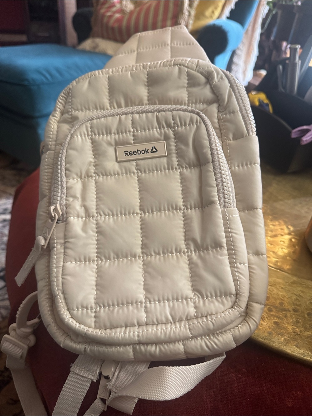 Reebok Quilted Cream Crossbody Sling Bag
